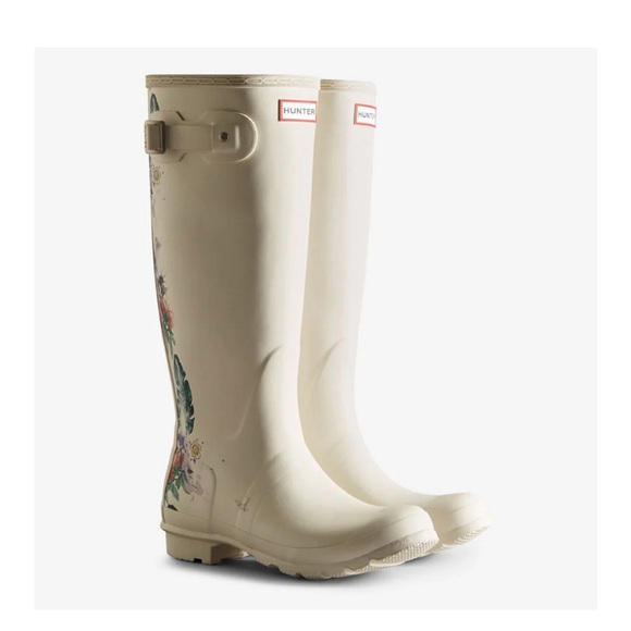NWOT Hunter Original Limited Edition Tall Botanical Boot Shaded White Rain Boots - Picture 2 of 10